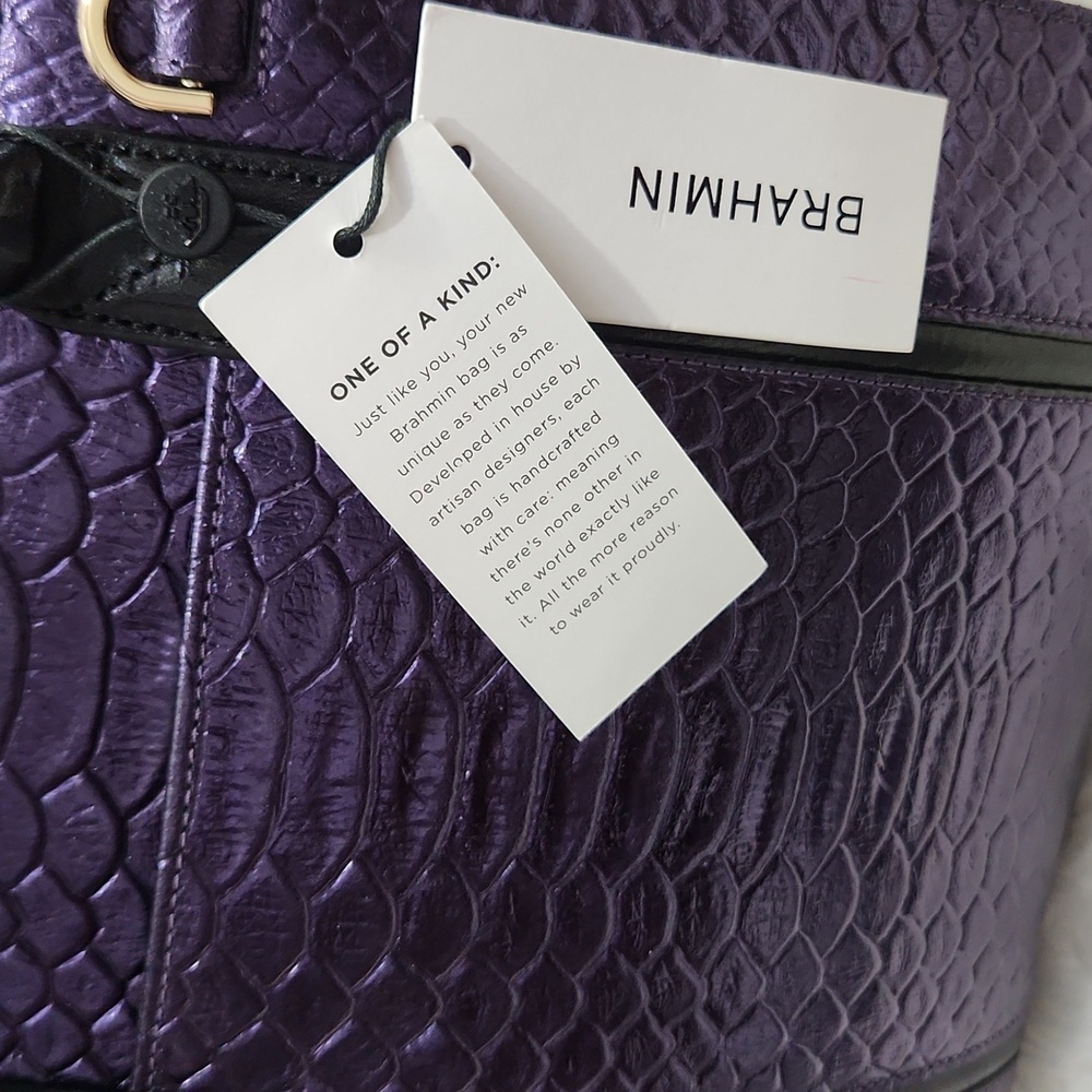 💜🔹️ Brahmin🔹️ Rare🔥 Small Caroline Ultraviolet Altair  Leather + Wallet Set - Picture 3 of 16
